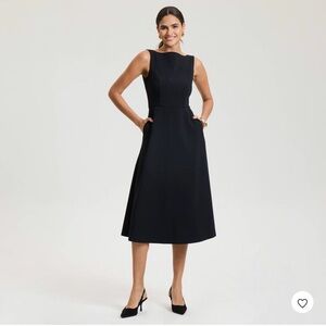 a new day Elegant Black Midi Dress